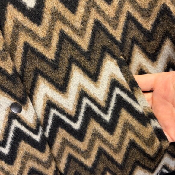 Anthropologie Luii Jacket Womens Small Brown Black Chevron Zig Zag Shawl Collar - Picture 6 of 11